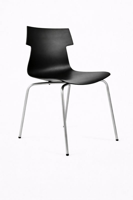Silla plástica New Rochy de Archivos Activos negra, con 4 patas de acero cromado