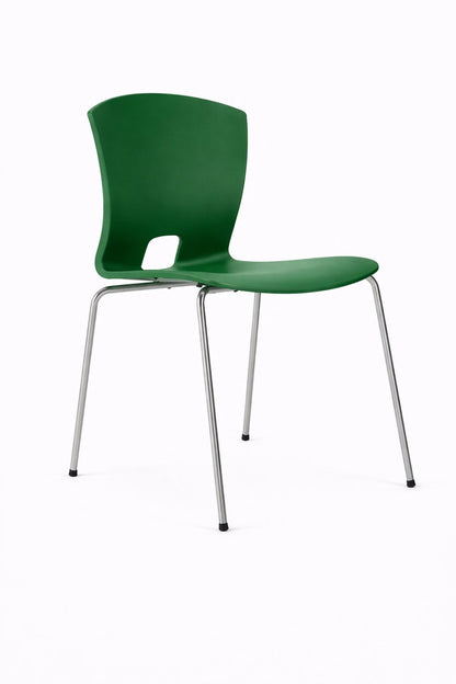 Silla plástica Oregon de Archivos Activos verde, con 4 patas de acero cromado