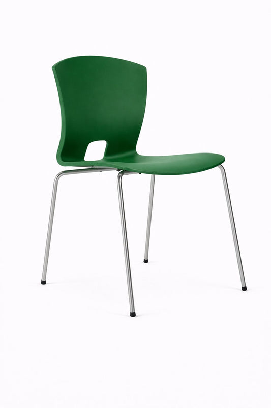 Silla plástica Oregon de Archivos Activos verde, con 4 patas de acero cromado