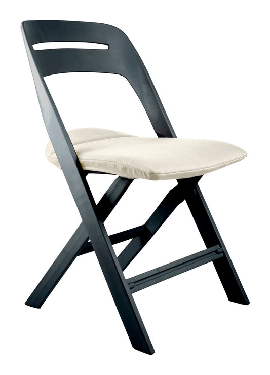Silla plegable Foldchair de Archivos Activos negra con almohadón tapizado crudo