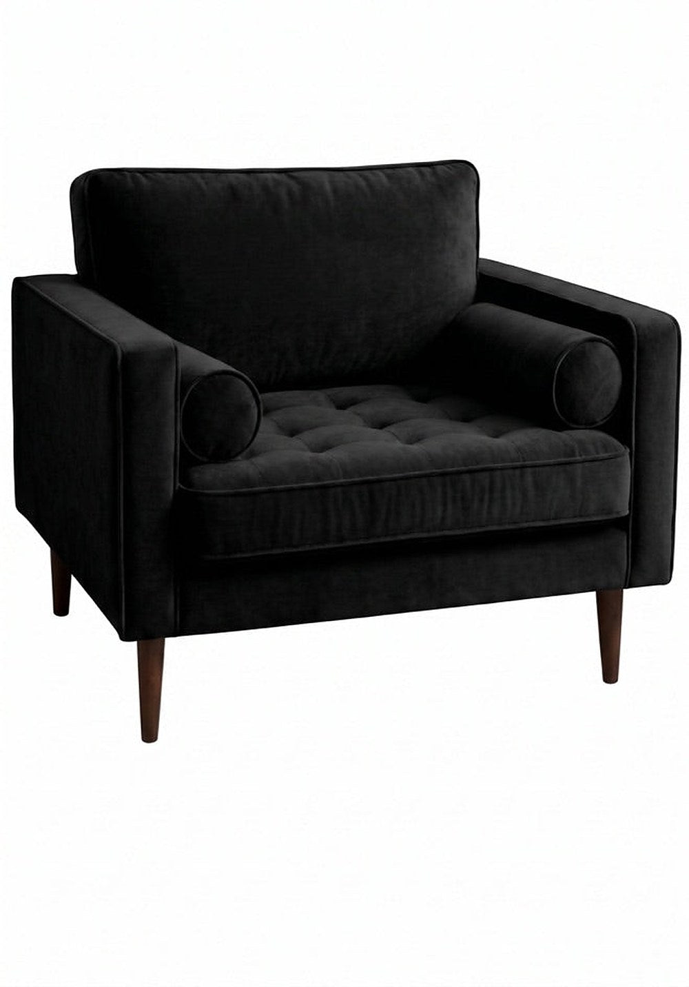 Sillón de un cuerpo Bambú color Black en pana antimanchas, estructura liviana con patas inclinadas de estilo escandinavo