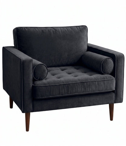 Sillón de un cuerpo Bambú color Grafito en pana antimanchas importada, estructura liviana con patas inclinadas de estilo escandinavo — para quienes buscan un sillón liviano estilo nórdico. Hecho a medida por Tienda de Banquitos.