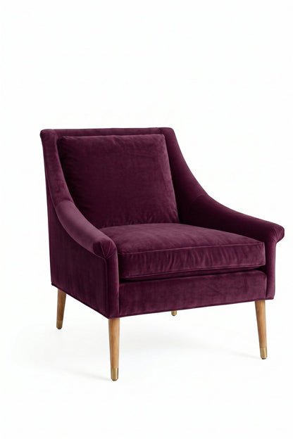 Sillón de un cuerpo Bélgica color Obispo en pana antimanchas importada, diseño simple y envolvente