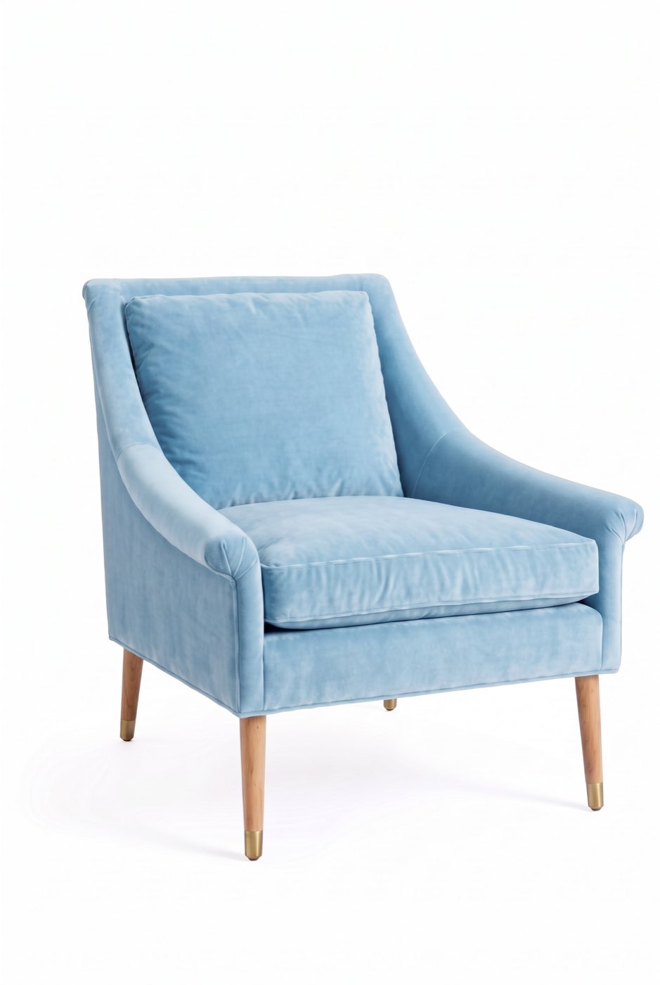 Sillón de un cuerpo Bélgica color Océano en pana antimanchas importada, diseño simple y envolvente