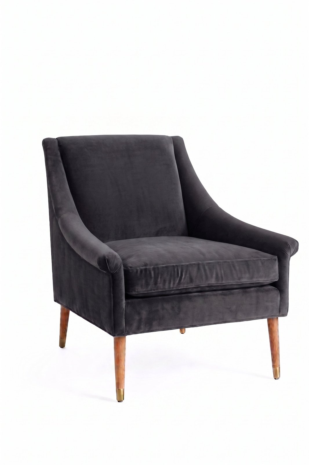 Sillón de un cuerpo Bélgica color Onyx en pana antimanchas importada, diseño simple y envolvente