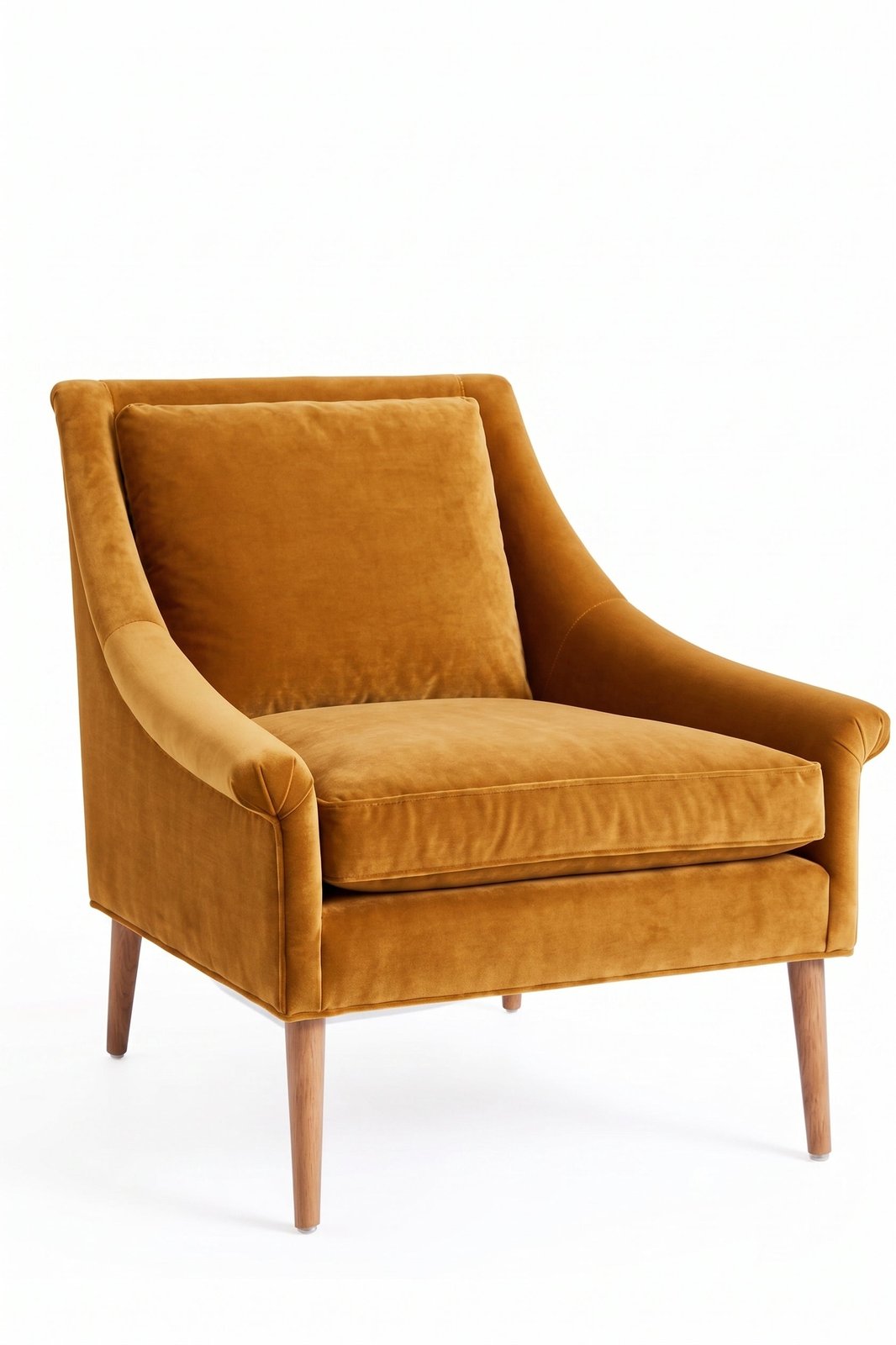 Sillón de un cuerpo Bélgica color Oro en pana antimanchas importada, diseño simple y envolvente