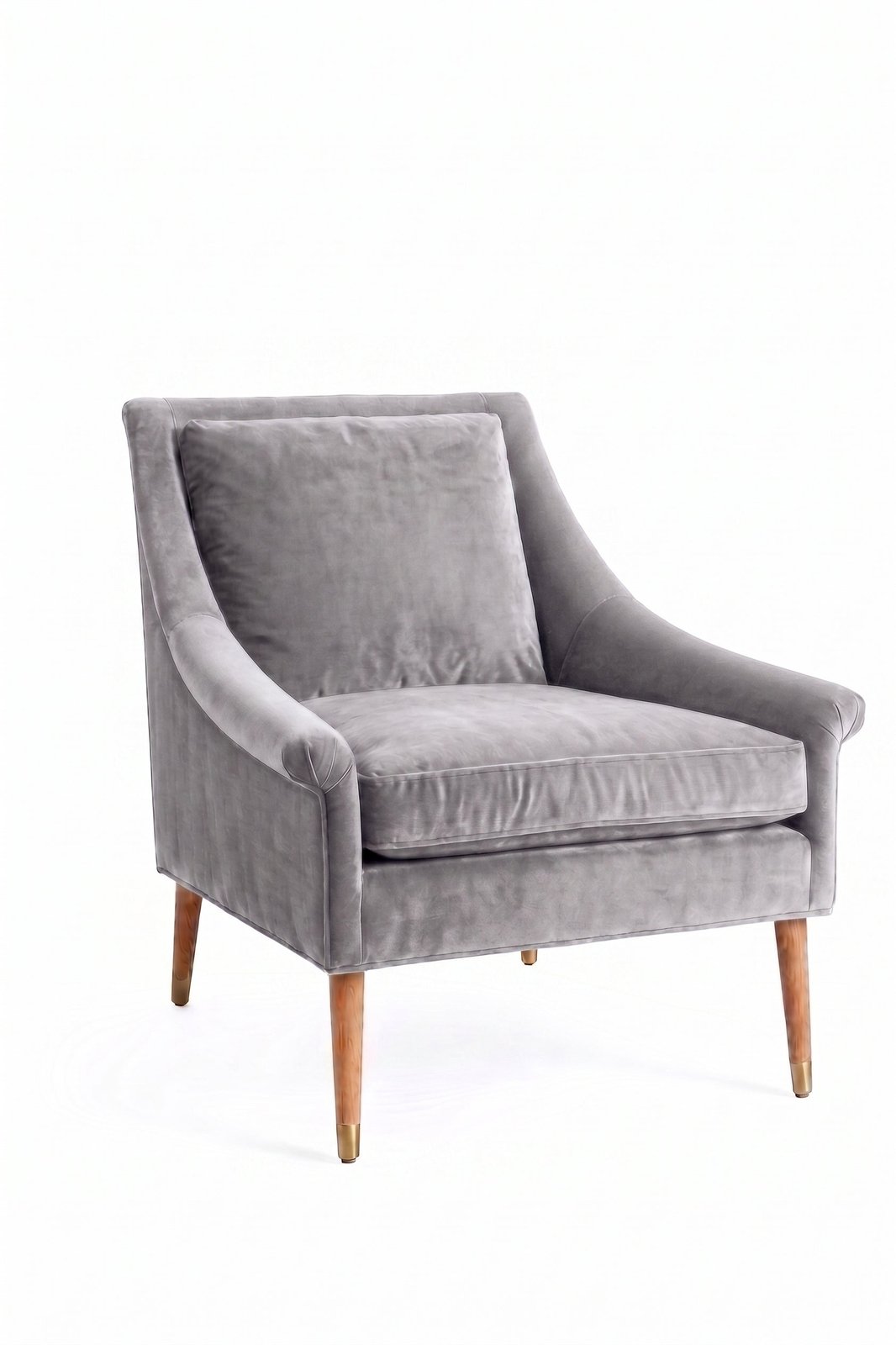 Sillón de un cuerpo Bélgica color Plata en pana antimanchas importada, diseño simple y envolvente