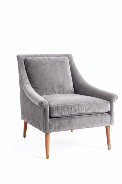 Sillón de un cuerpo Bélgica color Plata en pana antimanchas importada, diseño simple y envolvente