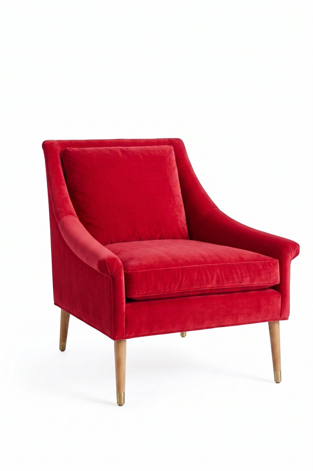 Sillón de un cuerpo Bélgica color Rojo en pana antimanchas importada, diseño simple y envolvente
