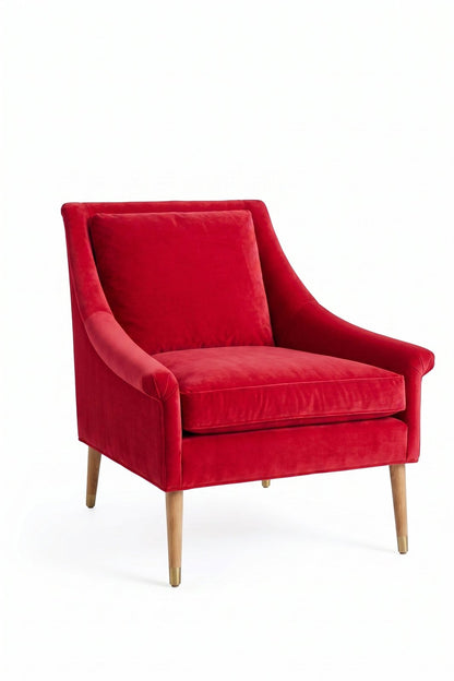 Sillón de un cuerpo Bélgica color Rojo en pana antimanchas importada, diseño simple y envolvente