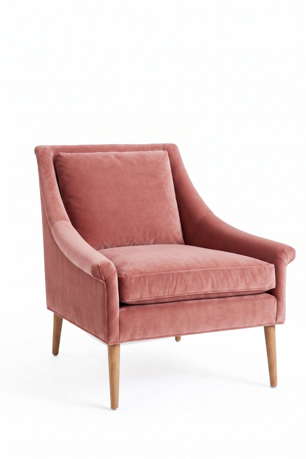 Sillón de un cuerpo Bélgica color Rosa en pana antimanchas importada, diseño simple y envolvente