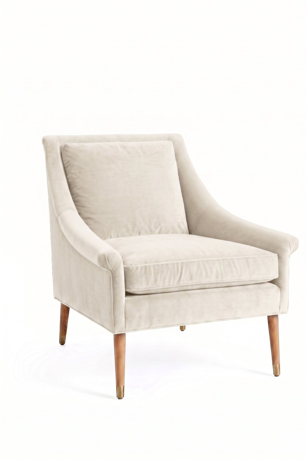 Sillón de un cuerpo Bélgica color Tiza en pana antimanchas importada, diseño simple y envolvente