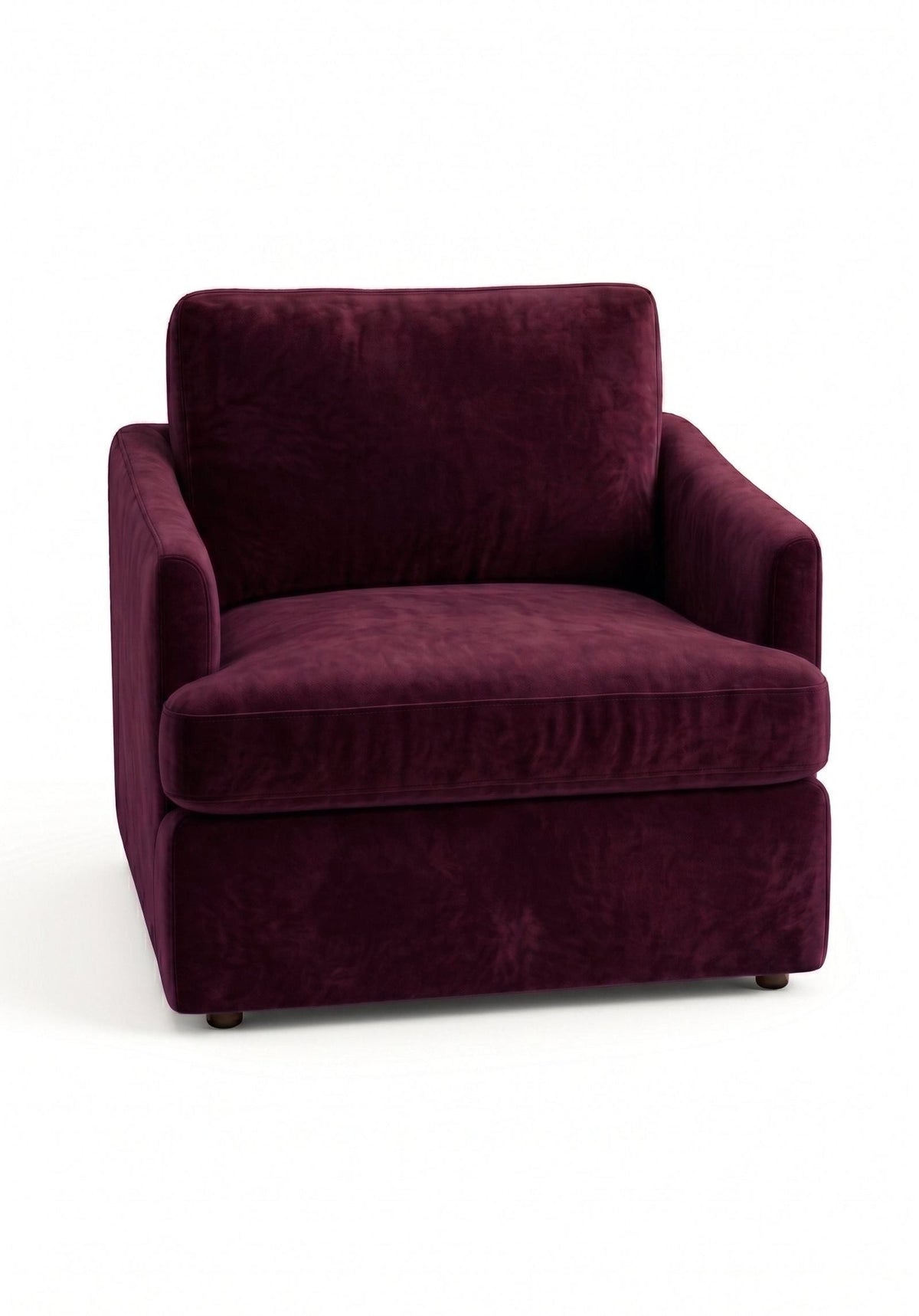 Sillón de un cuerpo Elton color Obispo en pana antimanchas importada, silueta simple y minimalista