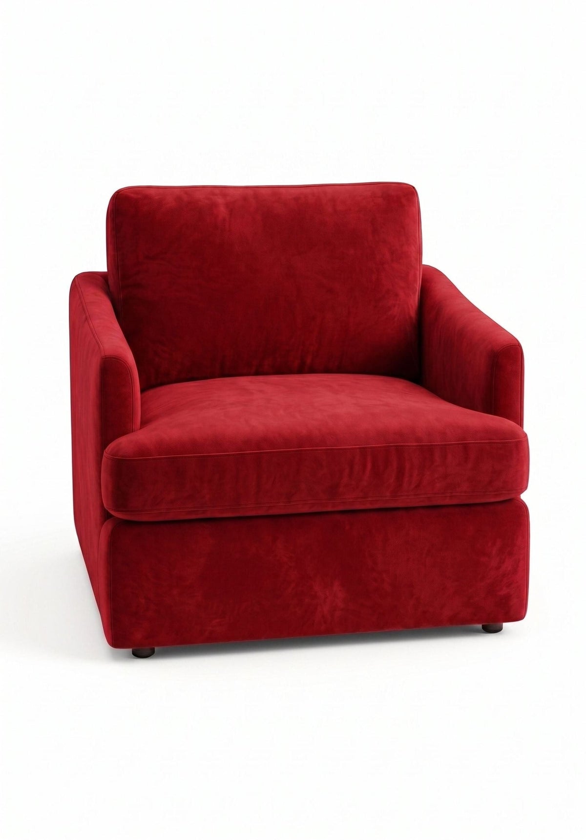 Sillón de un cuerpo Elton color Rojo en pana antimanchas importada, silueta simple y minimalista