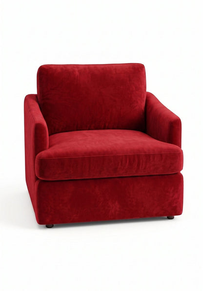 Sillón de un cuerpo Elton color Rojo en pana antimanchas importada, silueta simple y minimalista
