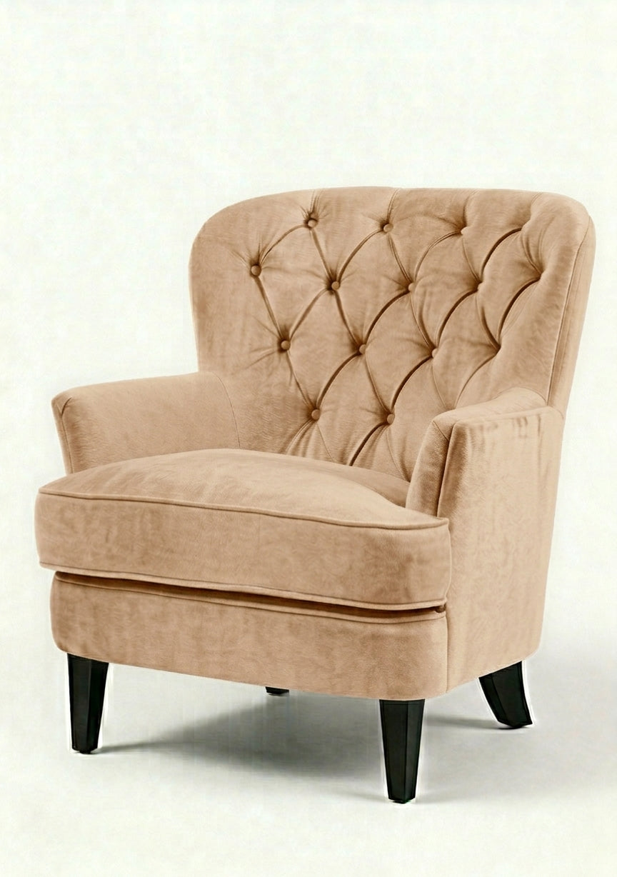 Sillón Esmeralda de un cuerpo en pana antimanchas color Latte — Tienda de Banquitos