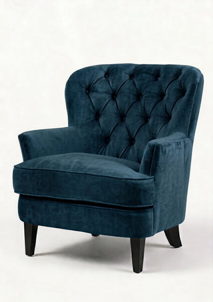 Sillón Esmeralda de un cuerpo en pana antimanchas color Océano — Tienda de Banquitos