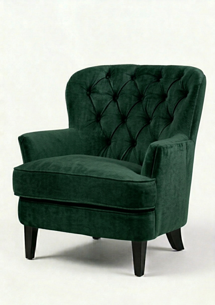 Sillón Esmeralda de un cuerpo en pana antimanchas color Verde inglés — Tienda de Banquitos