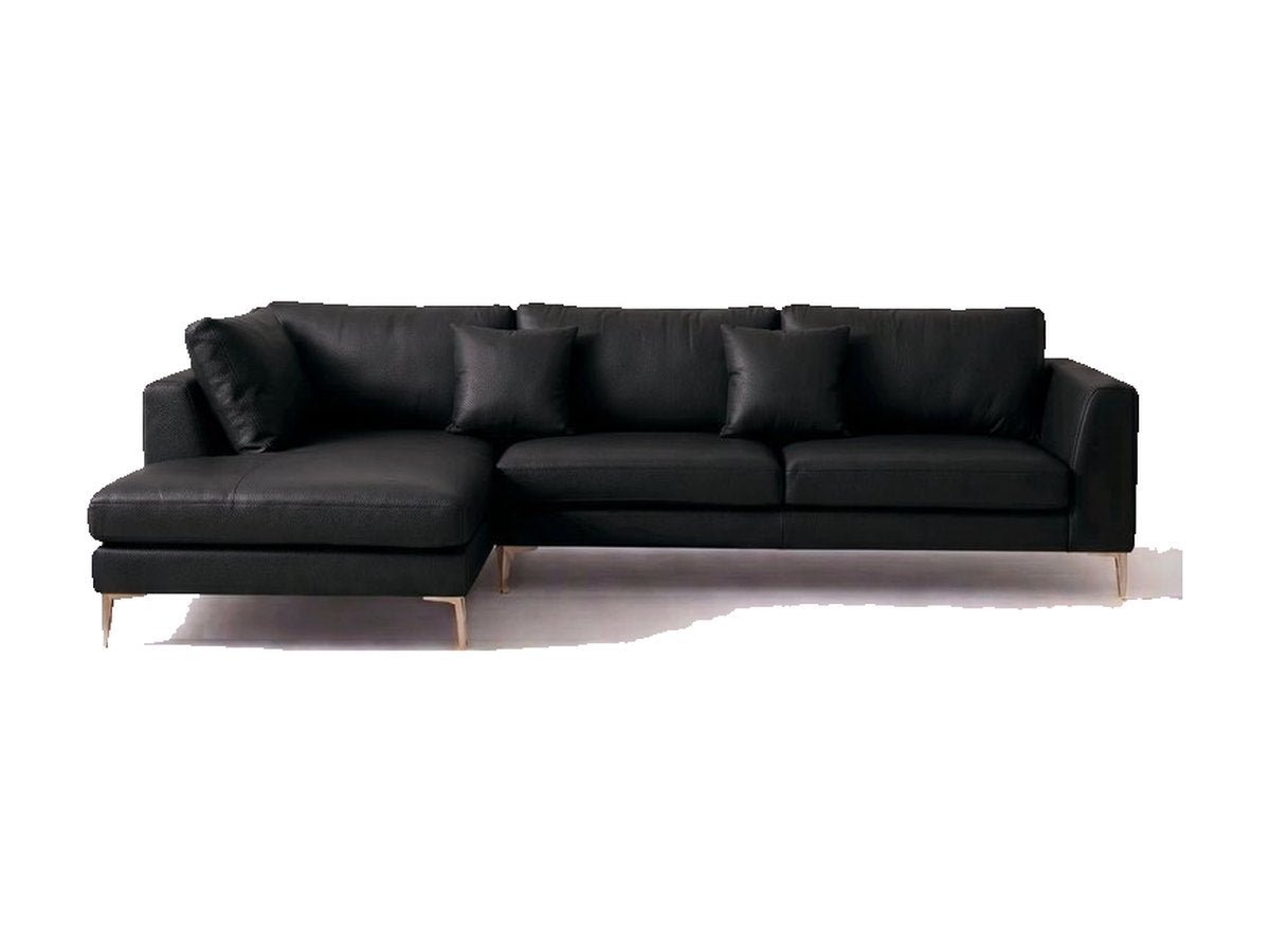 Sillón esquinero Bélgica tapizado en pana antimanchas color Black, sofá en L con chaise longue