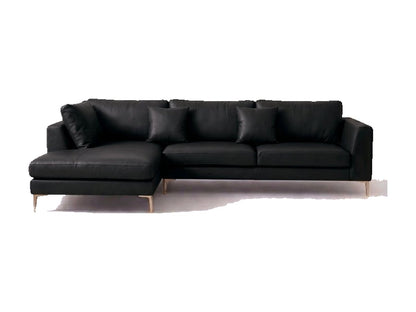 Sillón esquinero Bélgica tapizado en pana antimanchas color Black, sofá en L con chaise longue