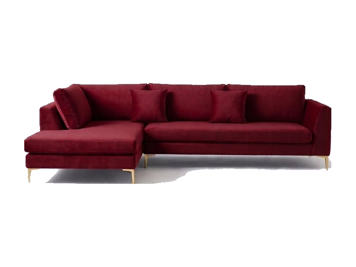 Sillón esquinero Bélgica tapizado en pana antimanchas color Bordo, sofá en L con chaise longue