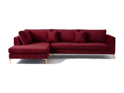 Sillón esquinero Bélgica tapizado en pana antimanchas color Bordo, sofá en L con chaise longue