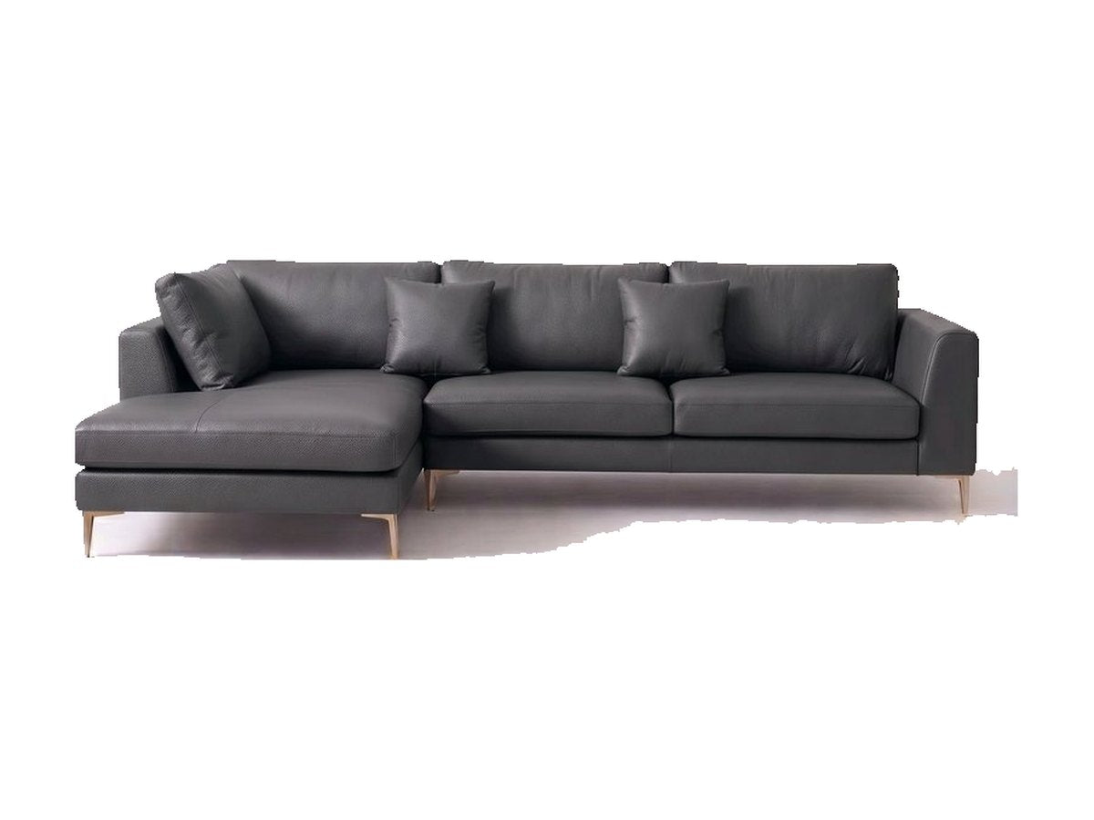 Sillón esquinero Bélgica tapizado en pana antimanchas color Grafito, sofá en L con chaise longue