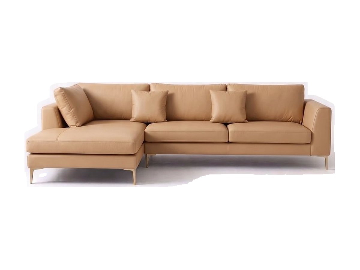 Sillón esquinero Bélgica tapizado en pana antimanchas color Latte, sofá en L con chaise longue