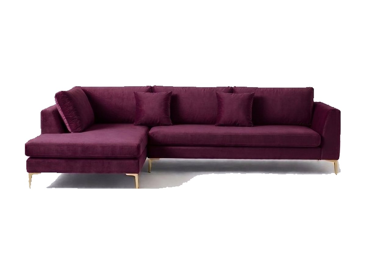Sillón esquinero Bélgica tapizado en pana antimanchas color Obispo, sofá en L con chaise longue