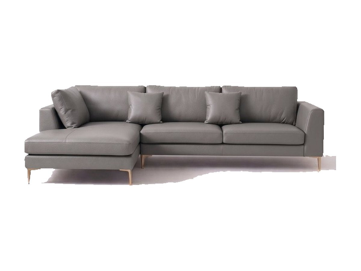 Sillón esquinero Bélgica tapizado en pana antimanchas color Onix, sofá en L con chaise longue
