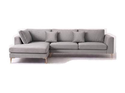 Sillón esquinero Bélgica tapizado en pana antimanchas color Plata, sofá en L con chaise longue