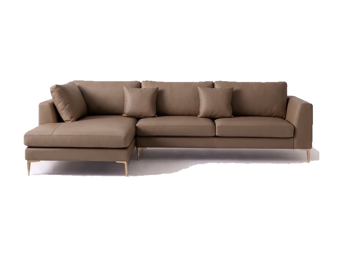 Sillón esquinero Bélgica tapizado en pana antimanchas color Stone, sofá en L con chaise longue