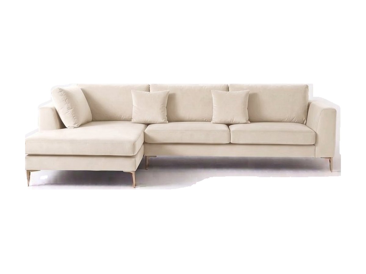 Sillón esquinero Bélgica tapizado en pana antimanchas color Tiza, sofá en L con chaise longue
