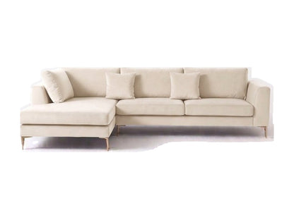 Sillón esquinero Bélgica tapizado en pana antimanchas color Tiza, sofá en L con chaise longue