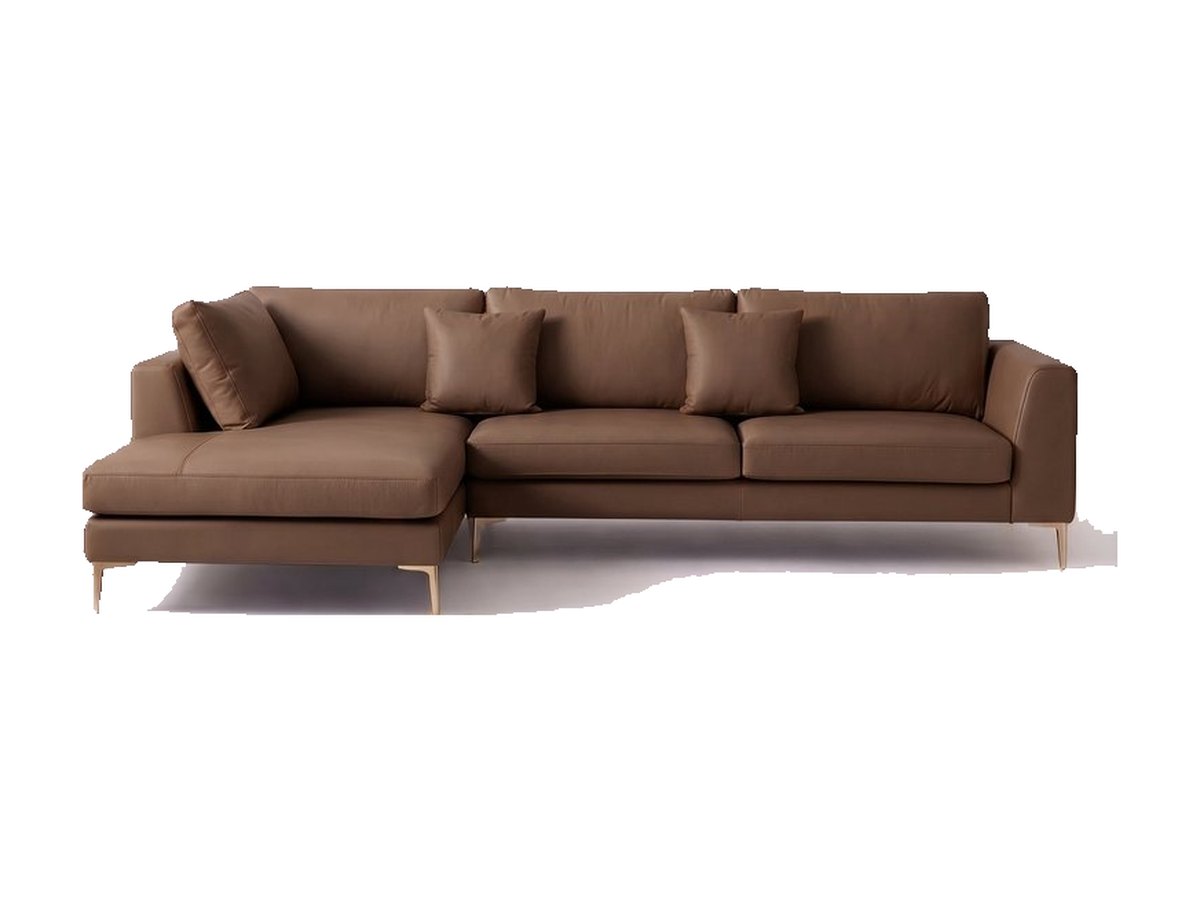 Sillón esquinero Bélgica tapizado en pana antimanchas color Visón, sofá en L con chaise longue
