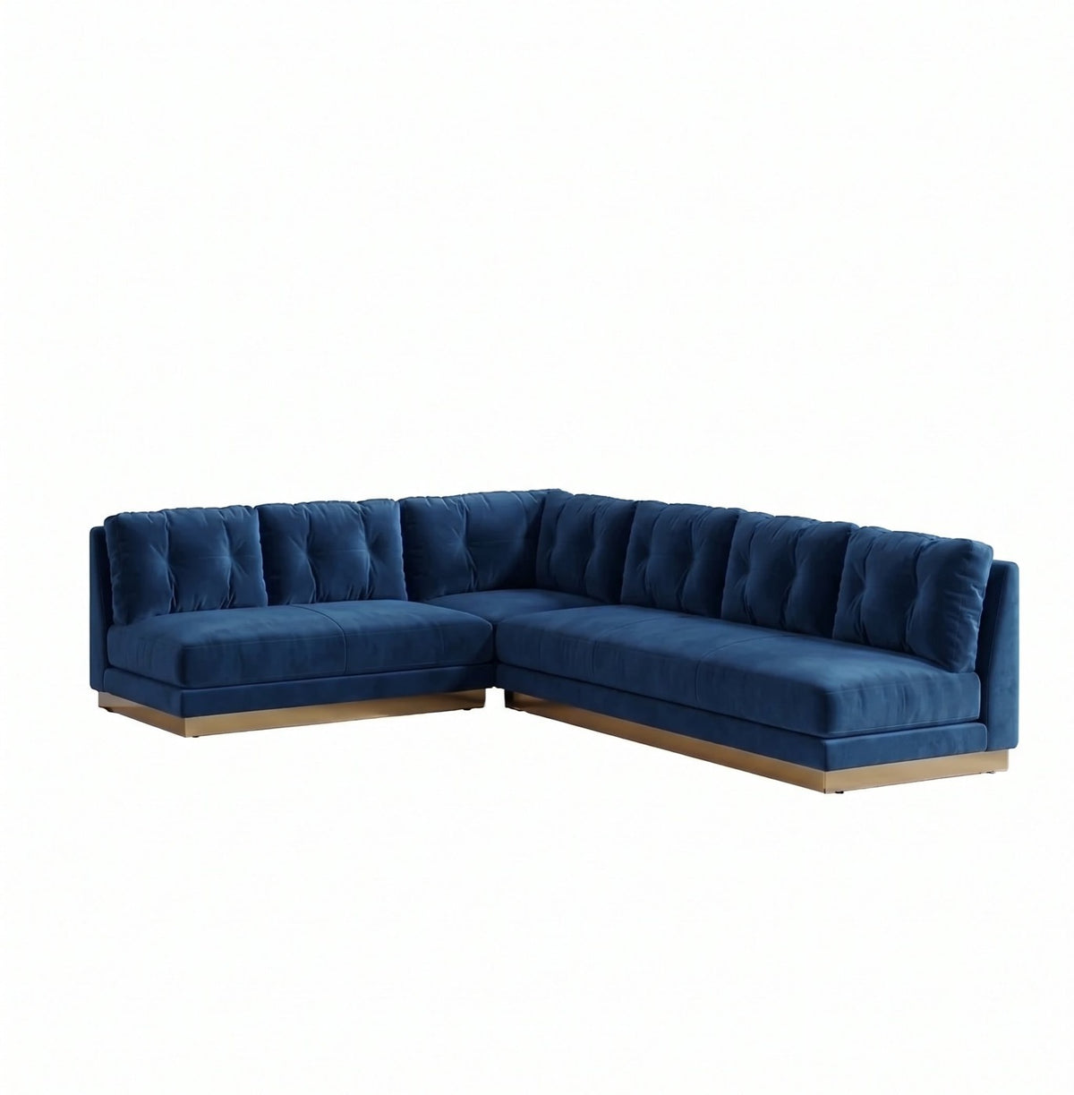 Sillón esquinero Cardiff tapizado en pana antimanchas color Azul, sofá en L con chaise longue