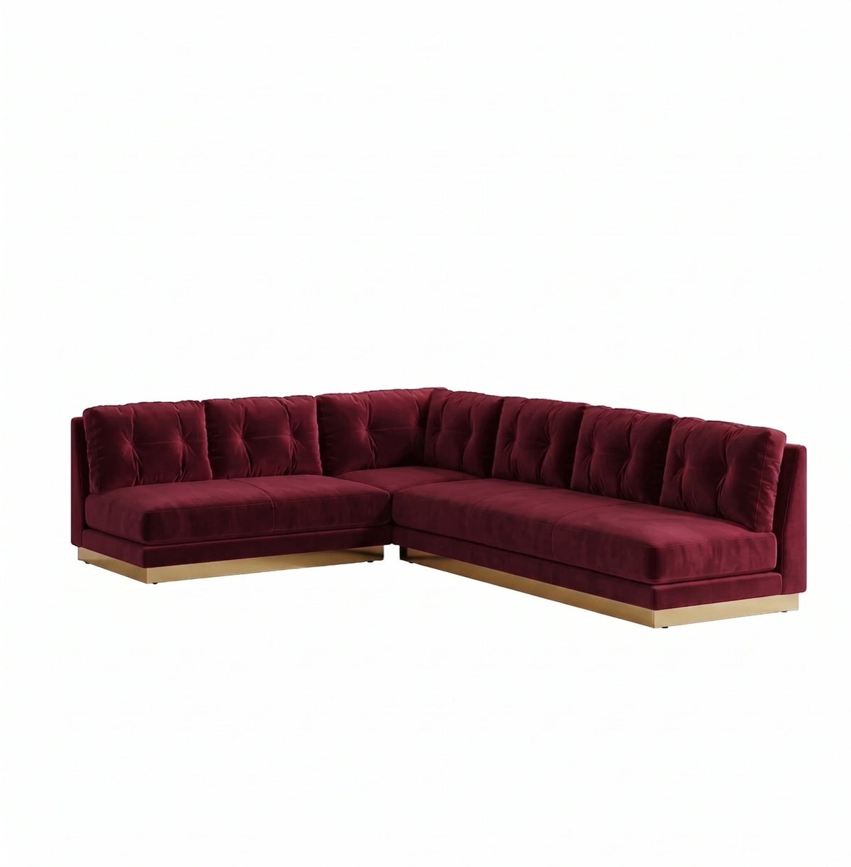 Sillón esquinero Cardiff tapizado en pana antimanchas color Bordó, sofá en L con chaise longue