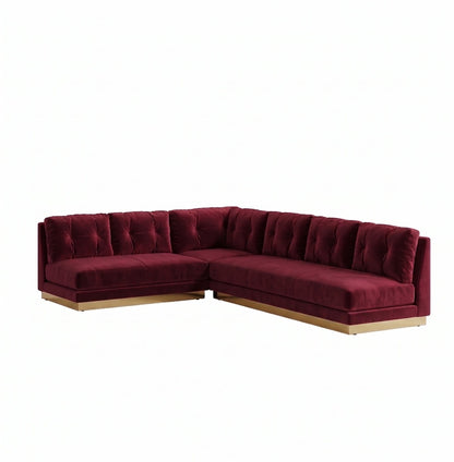 Sillón esquinero Cardiff tapizado en pana antimanchas color Bordó, sofá en L con chaise longue