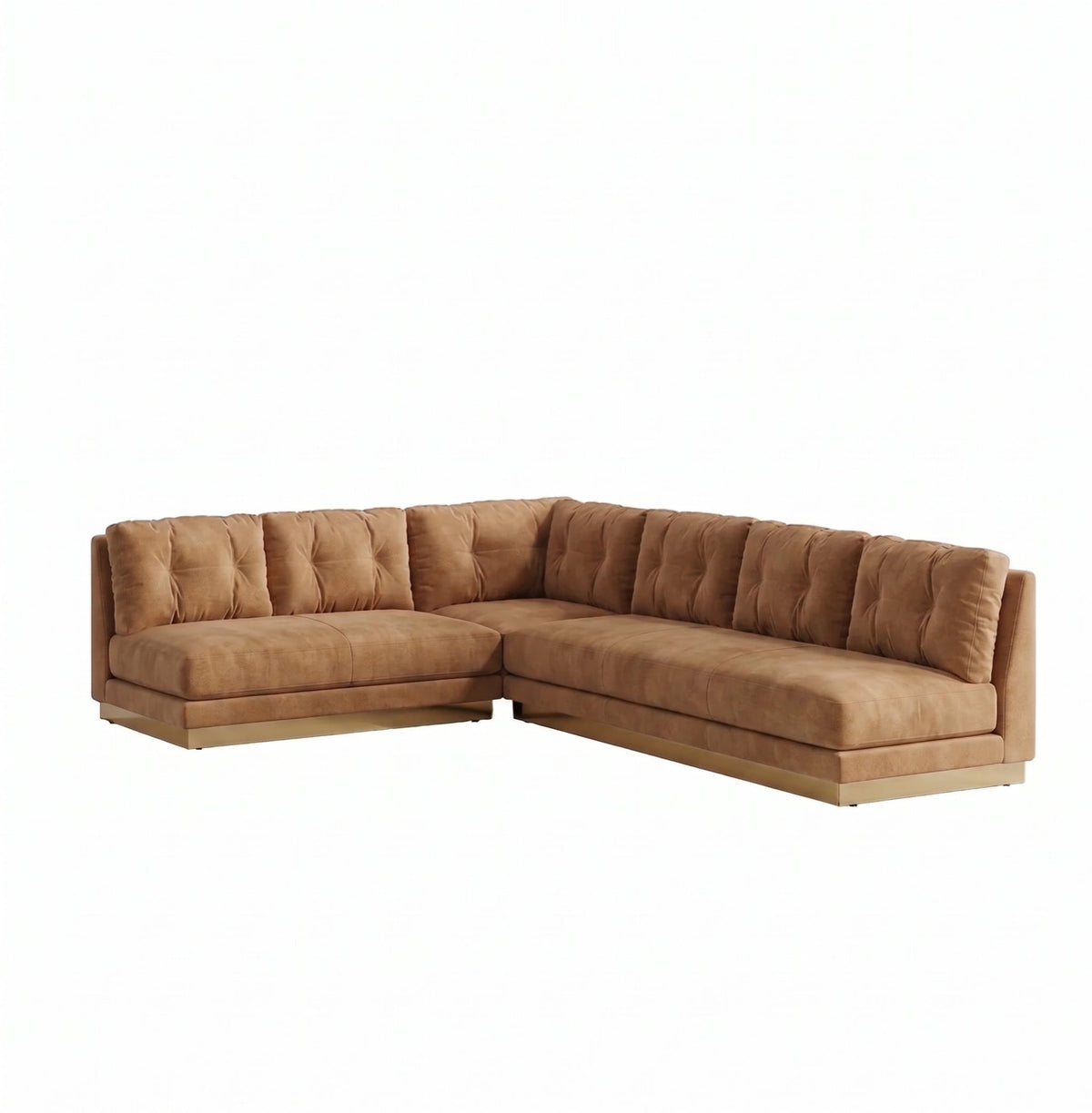 Sillón esquinero Cardiff tapizado en pana antimanchas color Gamuza, sofá en L con chaise longue