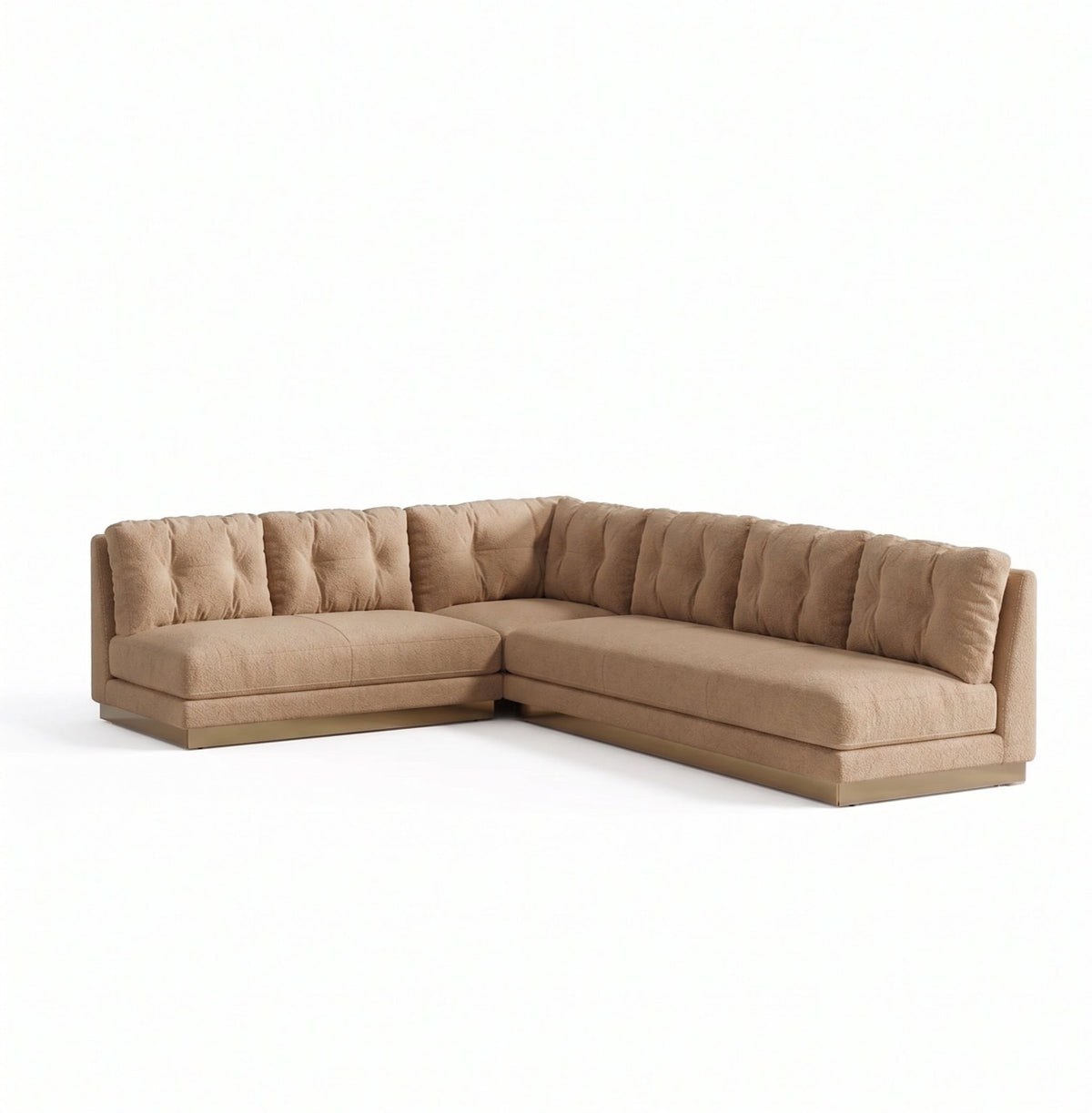 Sillón esquinero Cardiff tapizado en pana antimanchas color Latte, sofá en L con chaise longue