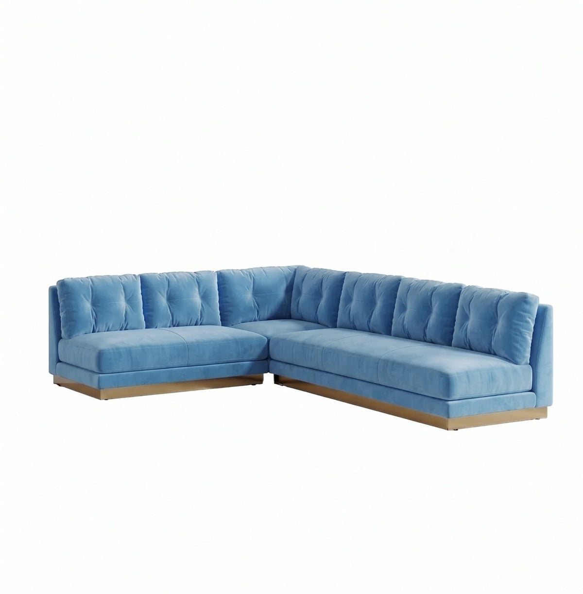 Sillón esquinero Cardiff tapizado en pana antimanchas color Océano, sofá en L con chaise longue