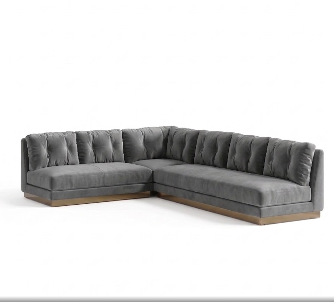 Sillón esquinero Cardiff tapizado en pana antimanchas color Onyx, sofá en L con chaise longue