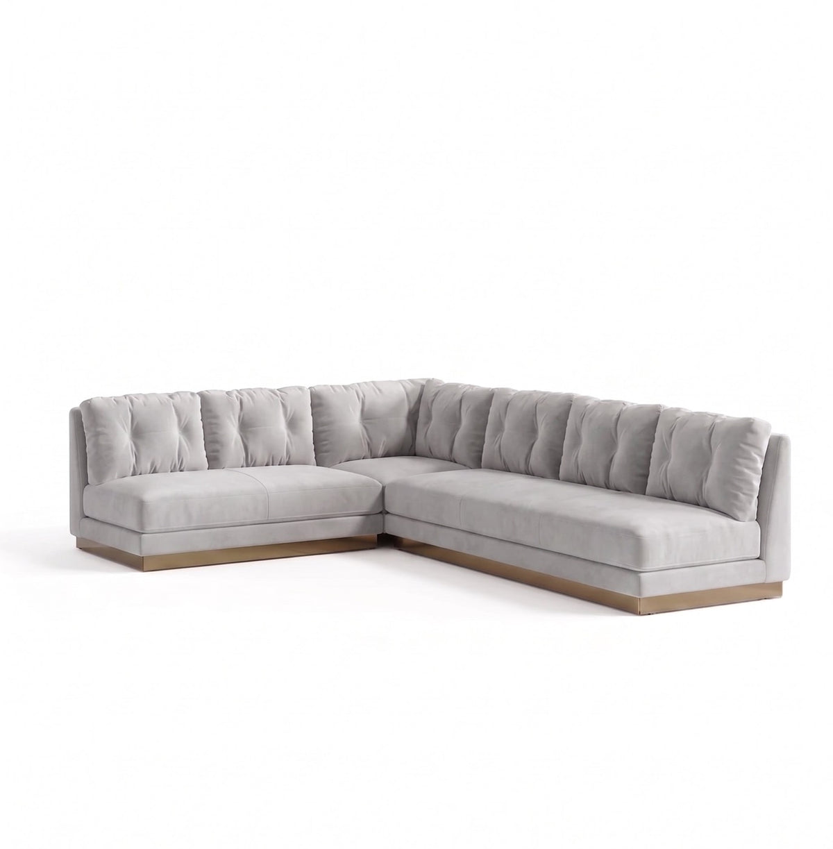 Sillón esquinero Cardiff tapizado en pana antimanchas color Plata, sofá en L con chaise longue