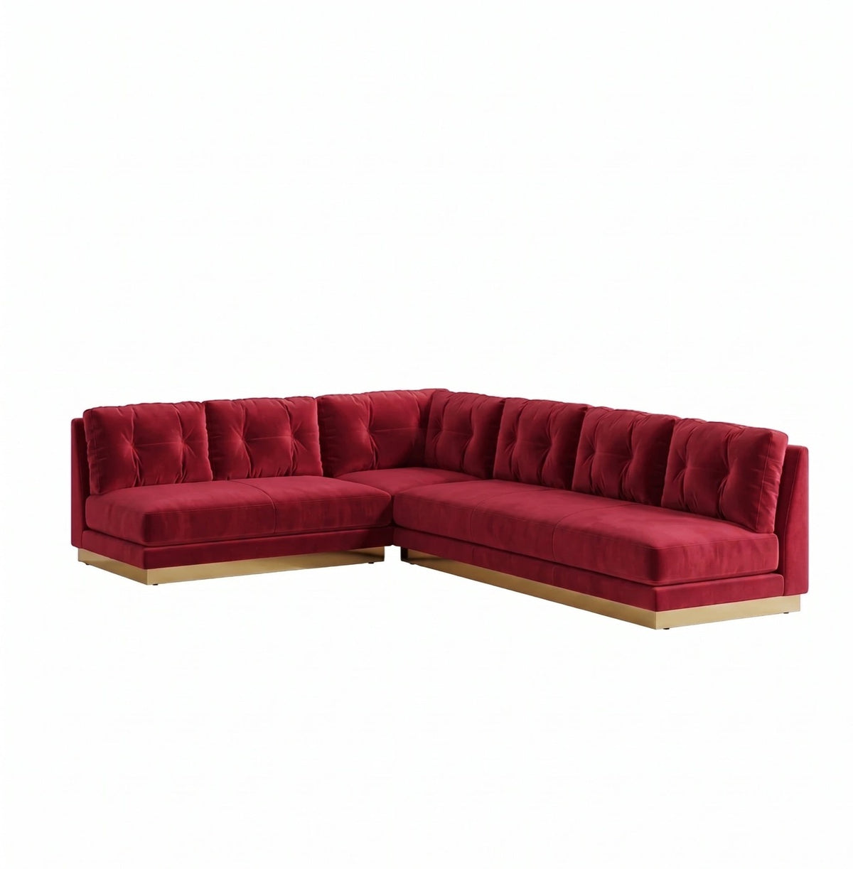 Sillón esquinero Cardiff tapizado en pana antimanchas color Rojo, sofá en L con chaise longue
