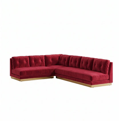 Sillón esquinero Cardiff tapizado en pana antimanchas color Rojo, sofá en L con chaise longue