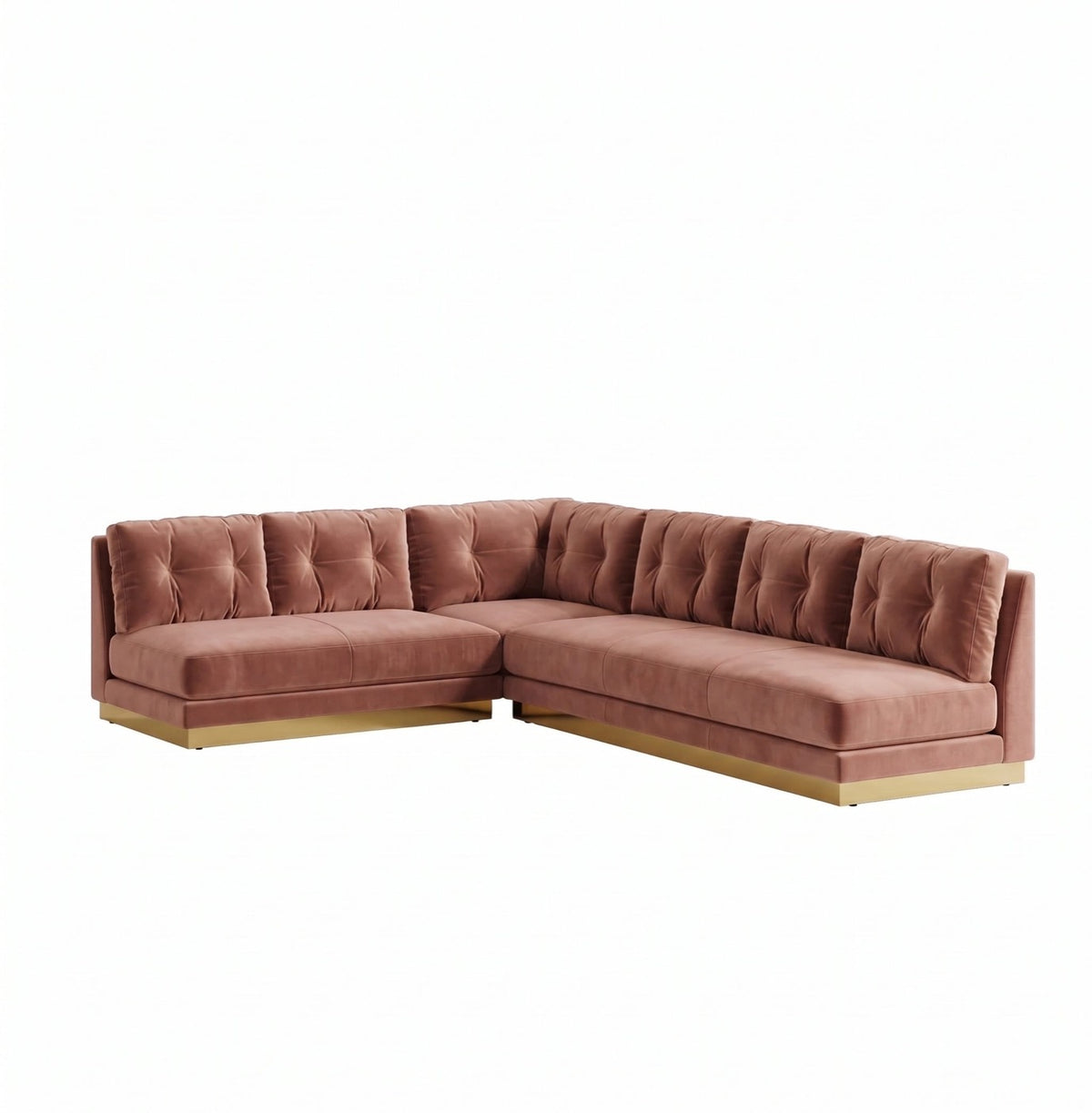 Sillón esquinero Cardiff tapizado en pana antimanchas color Rosa, sofá en L con chaise longue