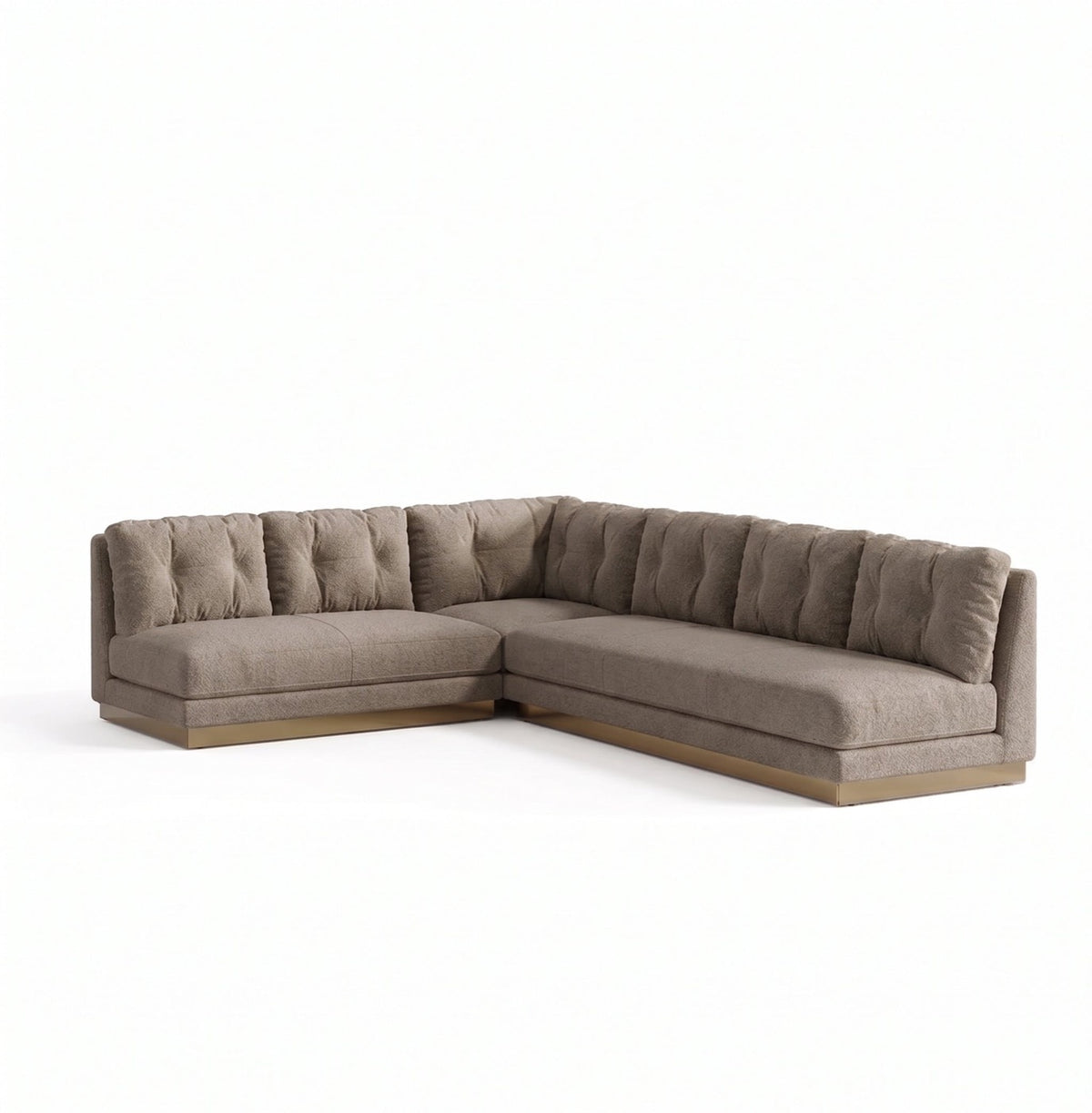 Sillón esquinero Cardiff tapizado en pana antimanchas color Stone, sofá en L con chaise longue