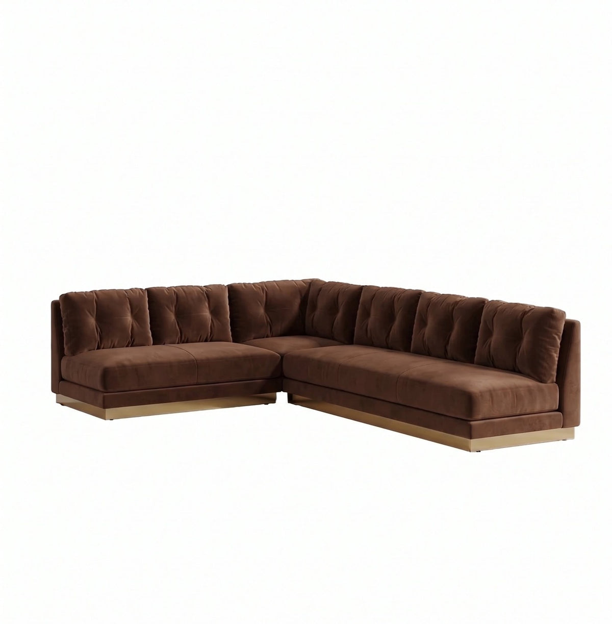 Sillón esquinero Cardiff tapizado en pana antimanchas color Suela, sofá en L con chaise longue