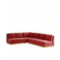Sillón esquinero Cardiff escandinavo, sofá en L rojo con base dorada – Tienda de Banquitos