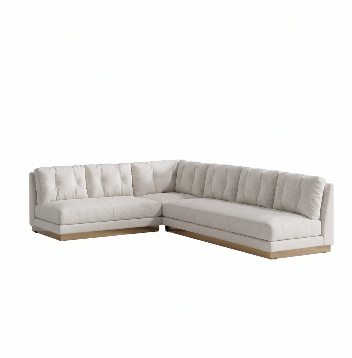 Sillón esquinero Cardiff tapizado en pana antimanchas color Tiza, sofá en L con chaise longue